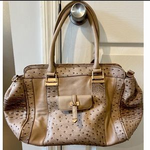 Big Buddha Beige Large Satchel Handbag with Gold Accents BARELY WORN
